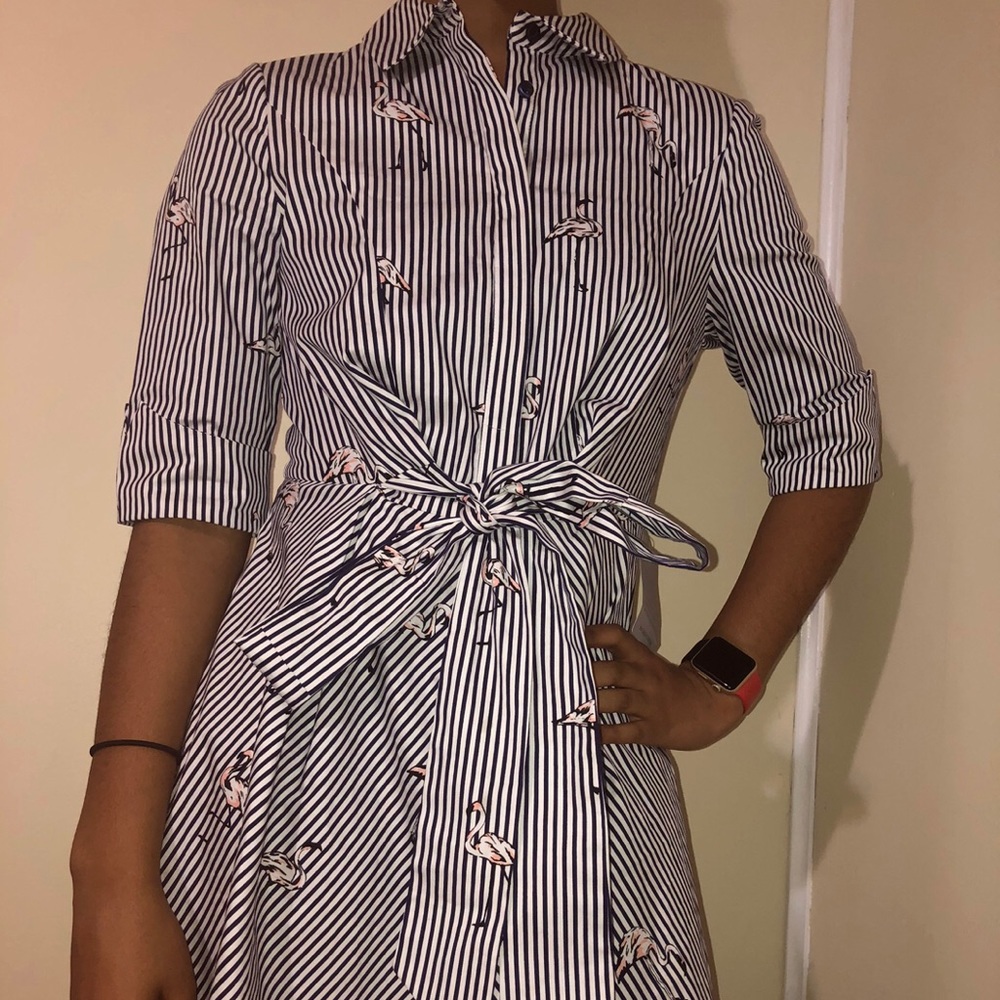 stripes flamingo dress